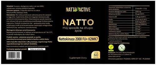 Natto Active Nattokinaza 100 mg 2000 FU witamina K2 MK7 – 60 kapsułek na Arena.pl