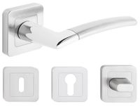 KLAMKA DRZWIOWA LINEA NIKIEL SATYNA KOMPLET ROZET