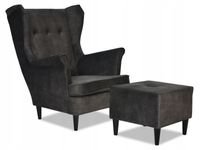 Fotel uszak ARI z podnóżkiem, skandynawski  hydrofobowy