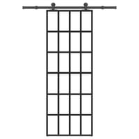 Drzwi przesuwne z osprzętem, szkło ESG i aluminium, 76x205 cm