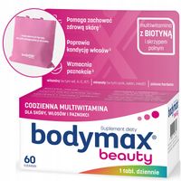 BODYMAX BEAUTY włosy, skóra, paznokcie WITAMINY skrzyp polny BIOTYNA 60 szt
