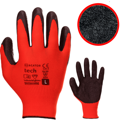 rękawice robocze mercator tech red+black latex - l - 240 par na Arena.pl