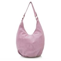 VERA PELLE torebka skórzana zamszowa worek na ramię V058 c.różowa