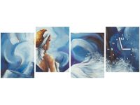 45CM 120CM ZEGAR 4 ELEM BŁĘKITNA DAMA ŚCIENNY