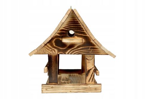 Drewniany KARMNIK XXL DLA PTAKÓW Solidny karmik opalane drewno na Arena.pl