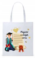 Torba Biała Eco Shopper Dla Magistra Prezent Z Nadrukiem Ze Zdjęciem