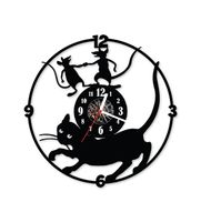 Zegar ścienny z płyty winylowej  Kot i myszki 6.6