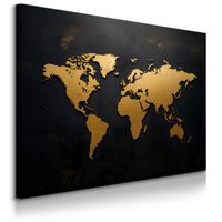 Obraz Na Płótnie Do Salonu Złota Mapa Świata Nowoczesny Styl 40cm x 30cm
