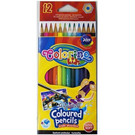 KREDKI AKWARELOWE HEXAGONAL 12KOL COLORINO zdjęcie 1
