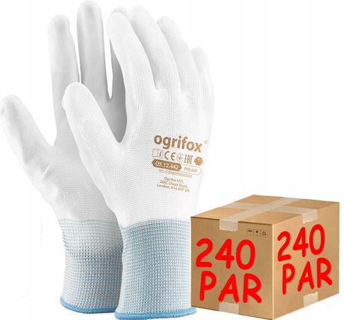 rękawice robocze / białe / rozmiar: 10 - xl / ox-poliur_ww10 - 240 szt. na Arena.pl
