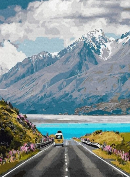 Zestaw do malowania po numerach - droga w górach zdjęcie 2