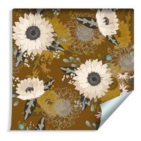 Tapeta do Sypialni Piękne Dzikie Kwiaty Liście Dekoracja Ścienna