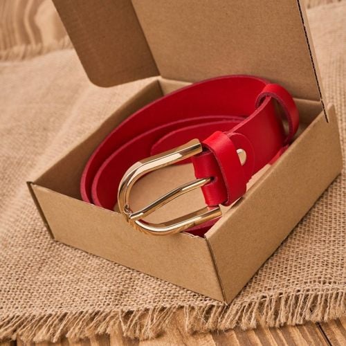 pasek damski skórzany czerwony 110 cm ze złotą klamrą paolo peruzzi na Arena.pl