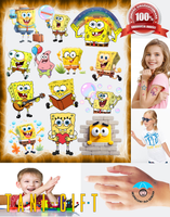 Duży Zestaw Mega Tatuaży zmywalnych - SpongeBob Kanciastoporty