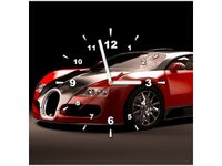 50X50CM ZEGAR ŚCIENNY CZERWONE BUGATTI VEYRON DREWNO