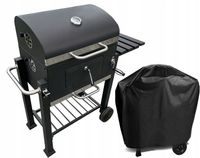 % Duży Grill węglowy żeliwny ruszt 113,5x50x107 cm ogrodowy XXL + POKROWIEC