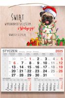 KALENDARZ 2025 jednodzielny DREWNIANY prezent na święta + tekst dedykacja