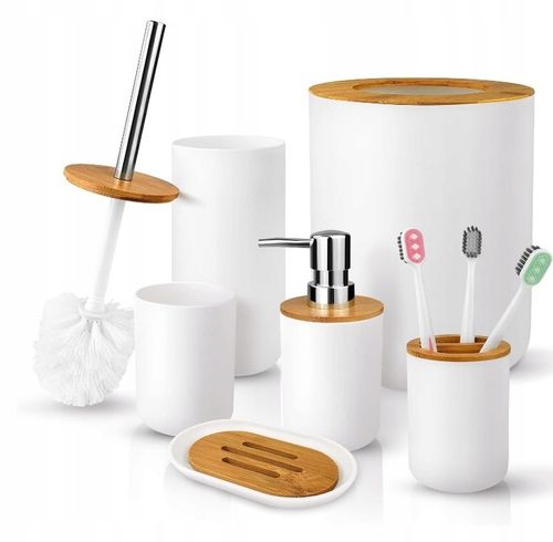 Zestaw łazienkowy akcesoriów łazienkowych 6 elementów kosz szczotka do WC na Arena.pl