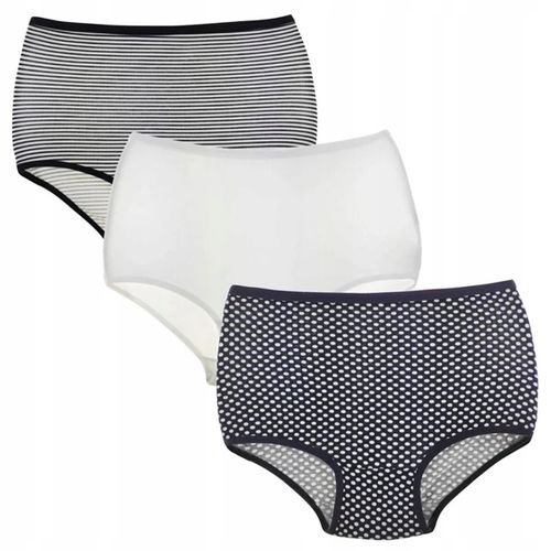 3x Majtki Damskie Figi Maxi Bikini Bawełniane Wysoki Stan w Paski Moraj XL na Arena.pl
