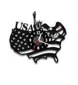 Zegar ścienny z płyty winylowej Mapa USA 147.2