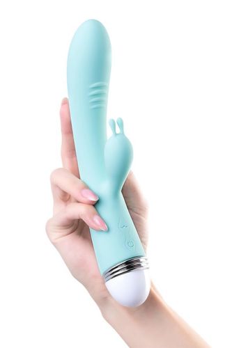 vibrator with clitoral stimulator flovetta by toyfa iris, silicone, mint, na Arena.pl