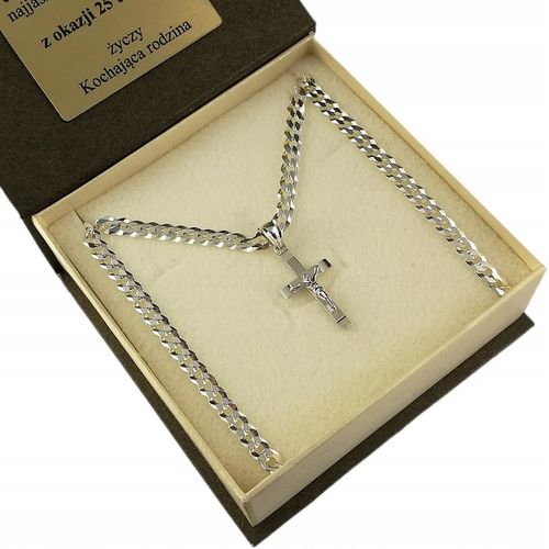 SREBRNY ŁAŃCUSZEK MĘSKI NASZYJNIK PANCERKA SREBRO 925 Z KRZYŻYKIEM GRAWER na Arena.pl