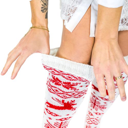zakolanówki świąteczne biało czerwone na Arena.pl