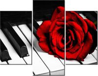 70 90CM OBRAZ 3 ELEM RÓŻA FORTEPIANIE ŚCIENNY PŁÓTNO