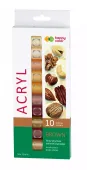 Farba akrylowa zestaw 12 ml x 10 kolorów odcienie brązowego Happy Color