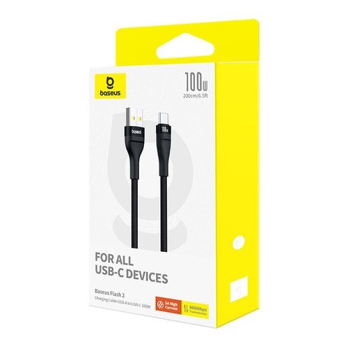 kabel usb do usb-c baseus flash 2 100w, 2m (czarny) na Arena.pl
