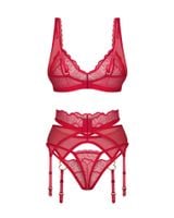 komplet koronkowy obsessive cupide desir czerwony 2xl/3xl