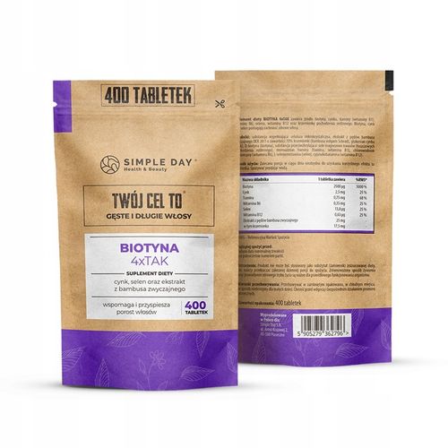 BIOTYNA Z NATURALNYM KRZEMEM NA WŁOSY SKÓRĘ PAZNOKCIE - 400 TABLETEK na Arena.pl
