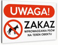 Tabliczka znak informacyjny 20x15 Biała ZAKAZ WPROWADZANIA PSÓW NA TEREN