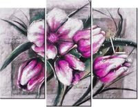 90CM 70 ZEGAR 3 ELEM KOMPOZYCJA TULIPANÓW SCIENNY DRUK