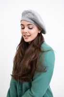 Beret Call Me Alice - jasny szary | damski, ciepły, angora