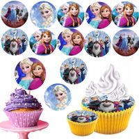 OPŁATEK na BABECZKI MUFFINKI zestaw na urodziny 12szt. - KRAINA LODU