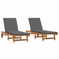 Leżak 2 pcs Brązowy 63 x 199 x 85cm Lite drewno akacjowe