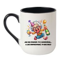 KUBEK "JAK SIĘ STARZEĆ, TO Z GODNOŚCIĄ" Wzór - Elegant Coffee Czarny 330 ml
