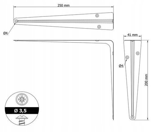 Czarny wspornik półki 200 X 250 mm podpórka konsola do półki ściennej na Arena.pl