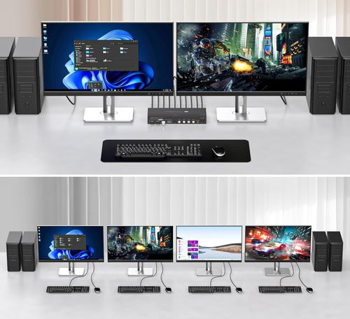 NIEKOMPLETNY Przełącznik KVM VPFET 4K 4 komputery 2 monitory HDMI 4xUSB 3.0 na Arena.pl