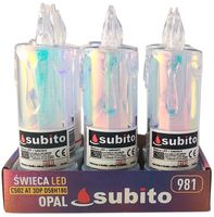 Świeca brokatowa LED SUBITO C502 H180 OPAL biała ciepła (981) 6 sztuk