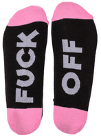 Długie Skarpetki z Napisem - FUCK OFF (różowo-czarne)