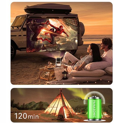 PROJEKTOR RZUTNIK AKUMULATOR PRZENOŚNY OBROTOWY LED MOBILNY SMART TV +HDMI na Arena.pl