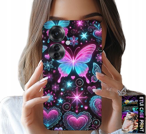 ETUI DO OPPO RENO11 F 5G - KOLOROWY MOTYLEK SERCE MODNE WZORY CASE na Arena.pl