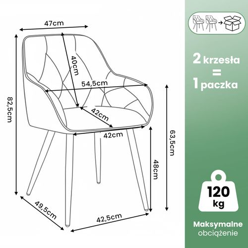 2x Krzesło welurowe tapicerowane do salonu DIAMANTE Butelkowa Zieleń Czarne na Arena.pl