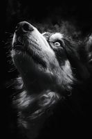 Plakat 40x60cm Portret Zwierząt do Salonu Pokoju | Husky 2 | Czarno Białe
