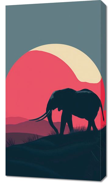 Obraz 50x90cm Słoń przy Czerwieni zdjęcie 1