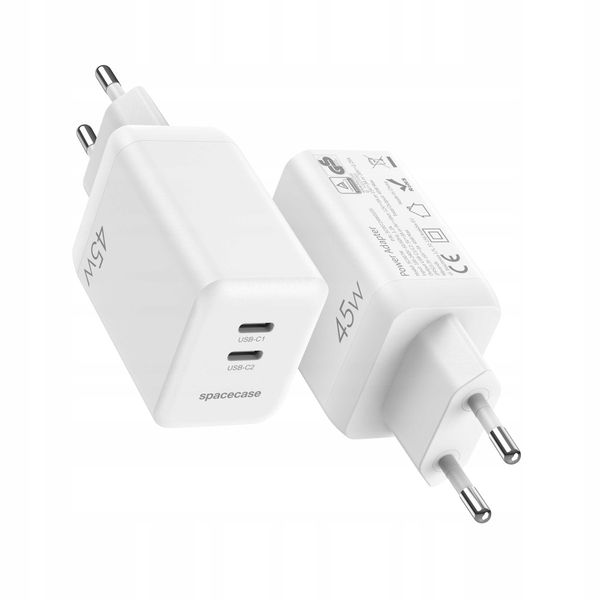 Spacecase Usb Charger 45W Gan Sc007W White zdjęcie 5