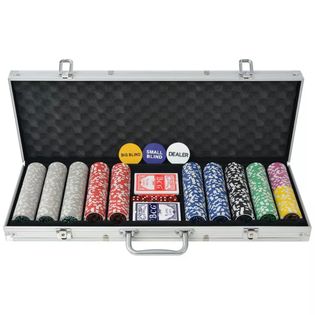 Zestaw Do Gry W Pokera 500 Żetonów Laserowych, Aluminium