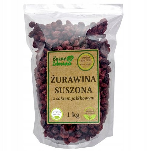 Żurawina cała suszona NATURALNA BEZ CUKRU z sokiem jabłkowym 1kg na Arena.pl